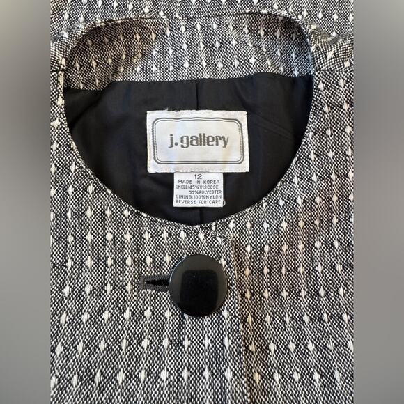 Vintage ‘90s J. Gallery Black & White Textured Collarless Blazer - Picture 5 of 6